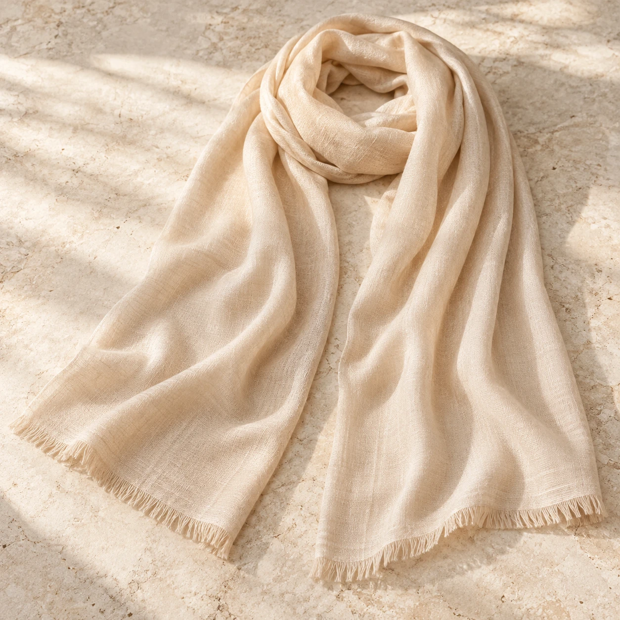 Champagne Wool-Silk Wrap in Champagne