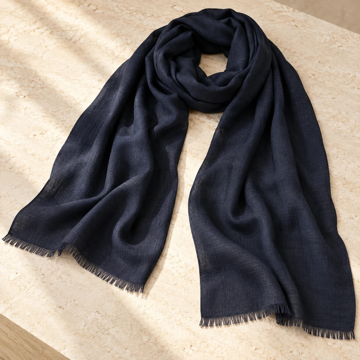 Ink Wool-Silk Wrap in Ink